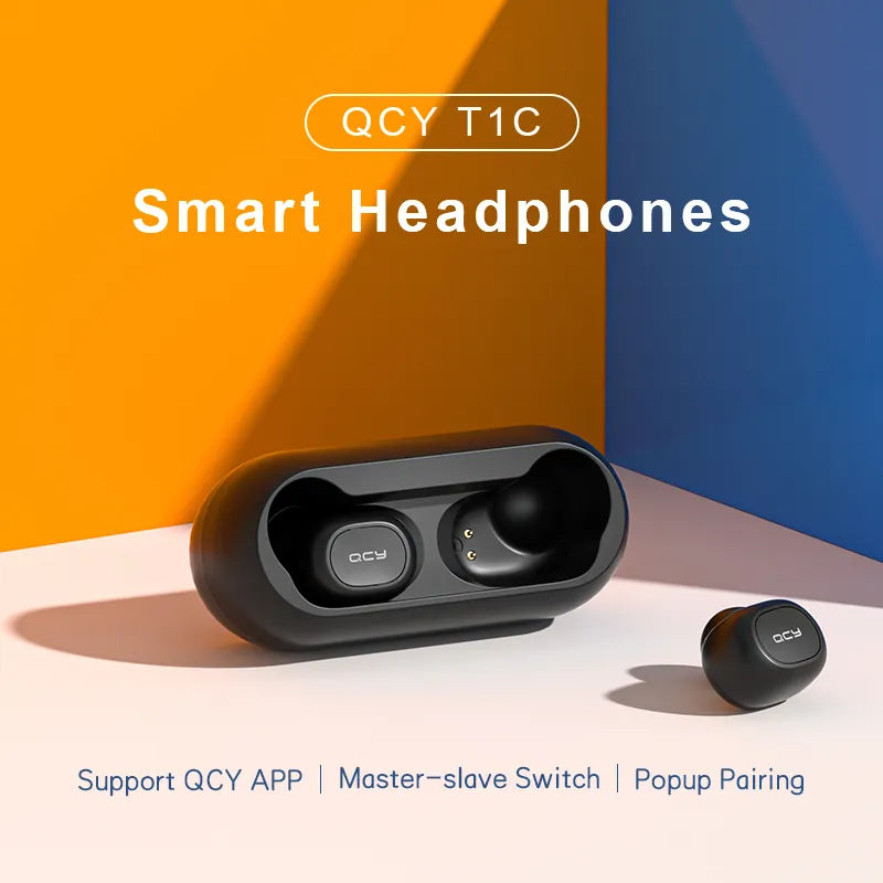 QCY T1C Bluetooth 5.0 Earphones Wireless 3D Stereo TWS Headphones with Dual Microphones Headset