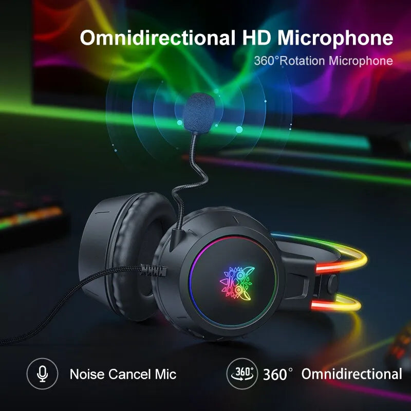 ONIKUMA X15 Pro Gaming Headset Wired Rgb Lights With Mic For PC PS4