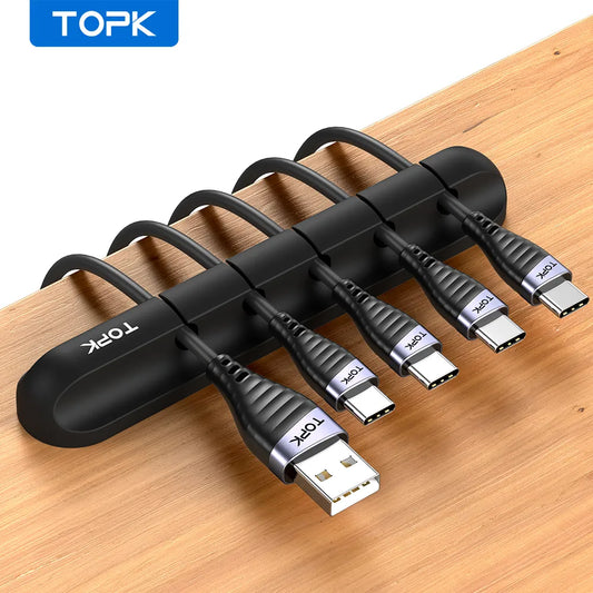 Cable Organizer Silicone USB Cable Winder Desktop Tidy Management Clips (Cable Holder for Mouse Headphone Wire Organizer)
