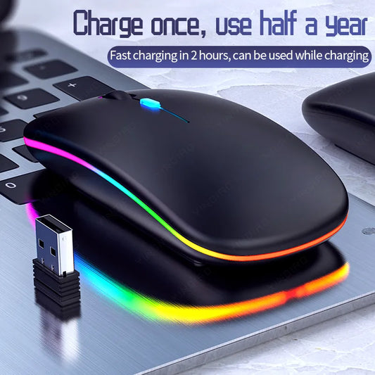 Wireless Mouse Rechargeable Mouse Ultra-thin LED Colorful Backlit Gaming Mouse
