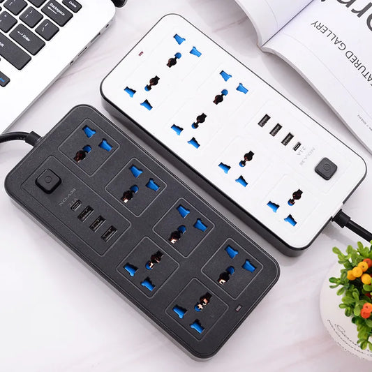 Multi Tap Universal Plug Outlet Power Strip with 1.8m Extension Cord AC Type C USB